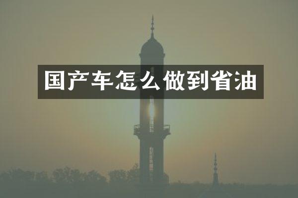 国产车怎么做到省油