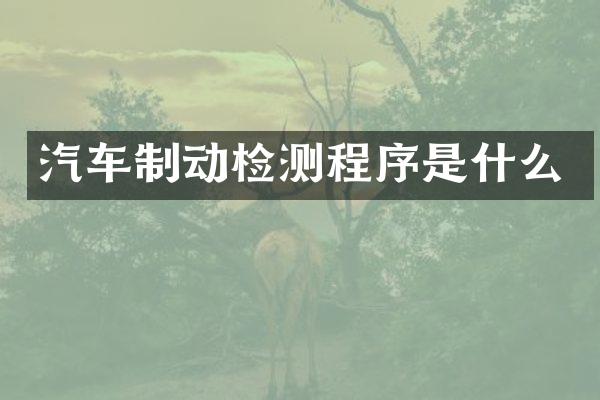 汽车制动检测程序是什么