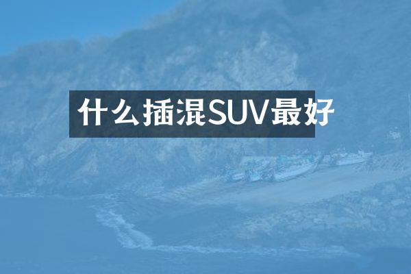 什么插混SUV最好