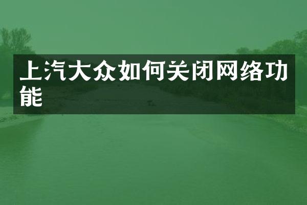 上汽大众如何关闭网络功能