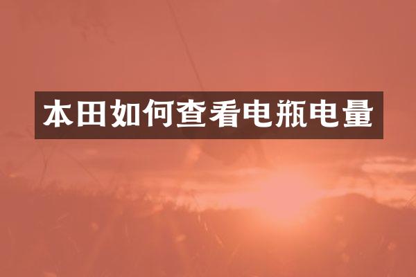 本田如何查看电瓶电量