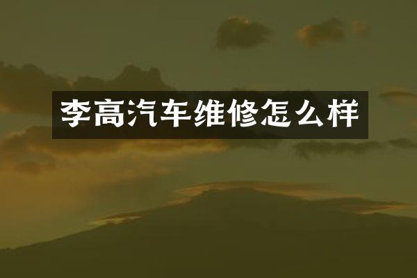 李高汽车维修怎么样