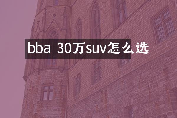 bba 30万suv怎么选