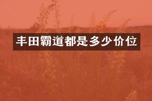 丰田霸道都是多少价位