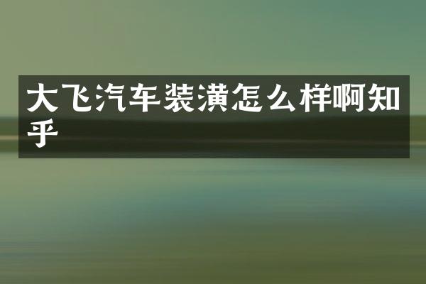 大飞汽车装潢怎么样啊知乎