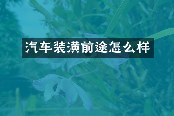 汽车装潢前途怎么样