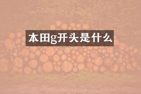 本田g开头是什么