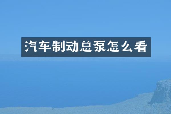 汽车制动总泵怎么看