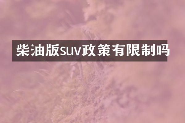 柴油版suv政策有限制吗