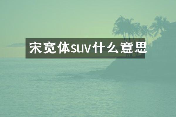 宋宽体suv什么意思