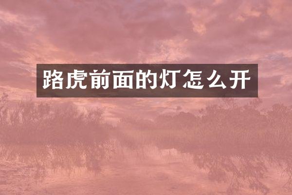 路虎前面的灯怎么开