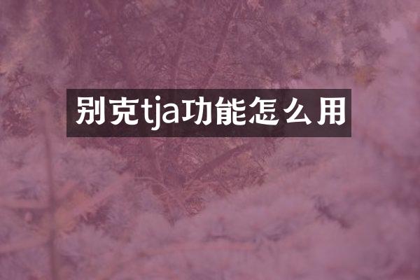 别克tja功能怎么用