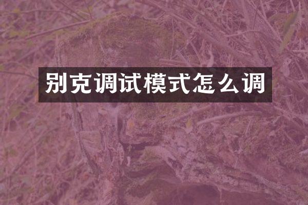 别克调试模式怎么调