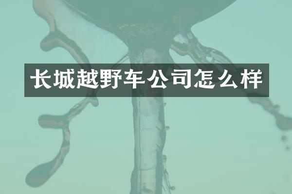长城越野车公司怎么样