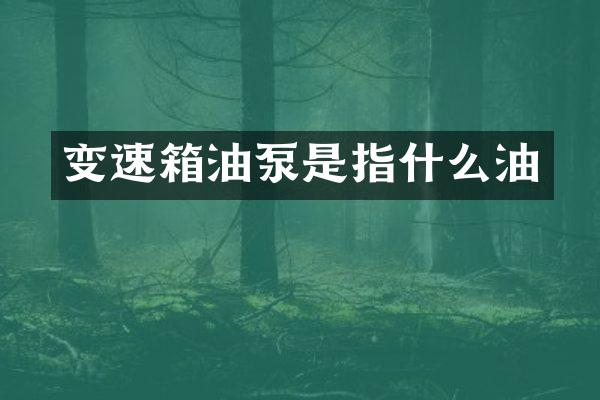 变速箱油泵是指什么油