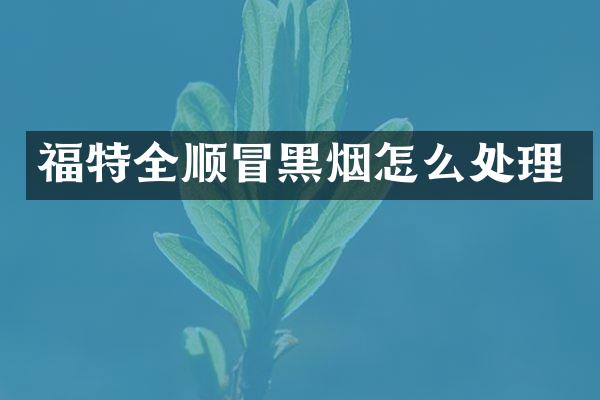福特全顺冒黑烟怎么处理