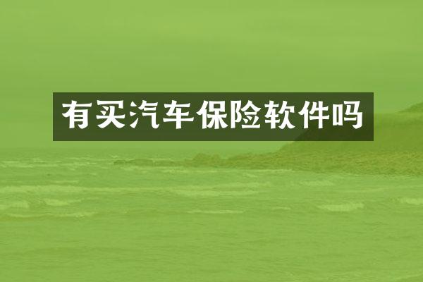 有买汽车保险软件吗