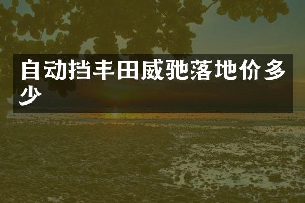 自动挡丰田威驰落地价多少