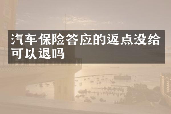 汽车保险答应的返点没给可以退吗