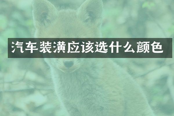 汽车装潢应该选什么颜色