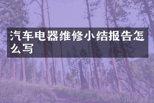 汽车电器维修小结报告怎么写