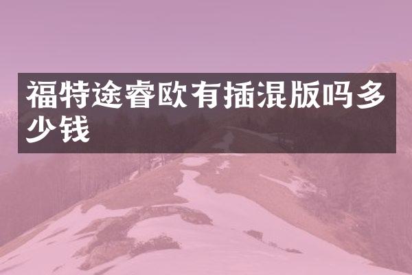福特途睿欧有插混版吗多少钱