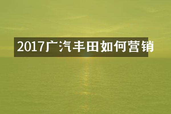 2017广汽丰田如何营销