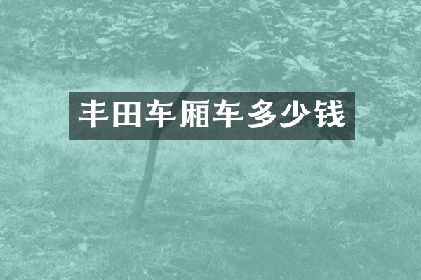 丰田车厢车多少钱