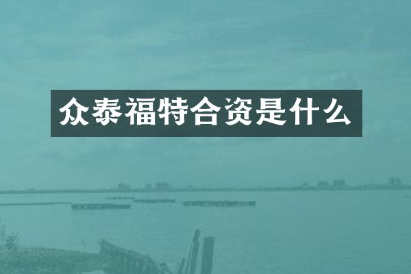 众泰福特合资是什么