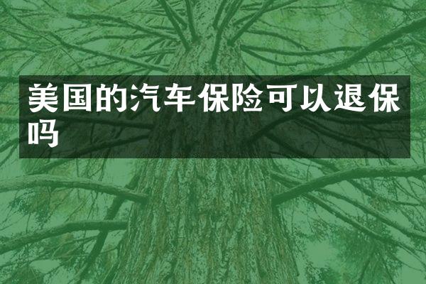 美国的汽车保险可以退保吗