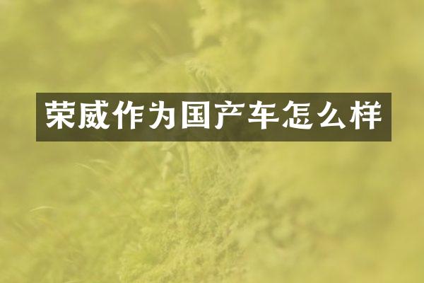 荣威作为国产车怎么样
