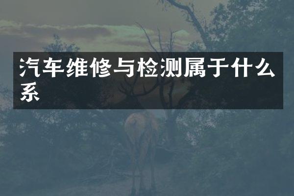 汽车维修与检测属于什么系
