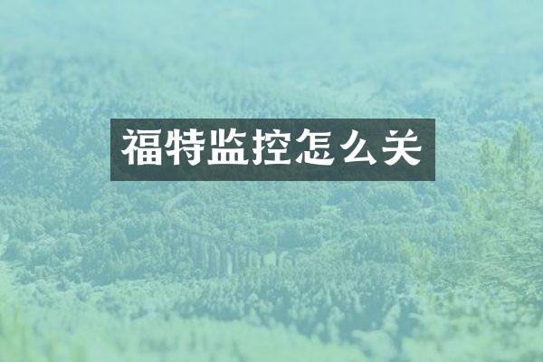 福特监控怎么关