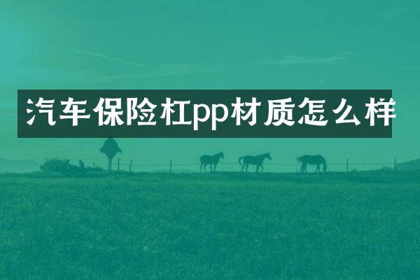 汽车保险杠pp材质怎么样