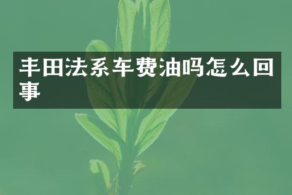 丰田法系车费油吗怎么回事