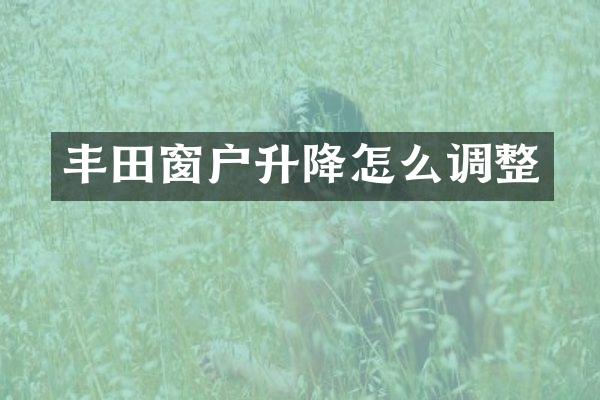 丰田窗户升降怎么调整