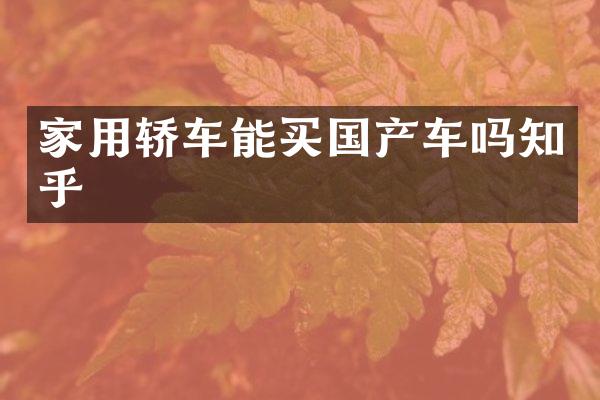 家用轿车能买国产车吗知乎