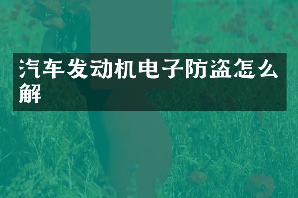 汽车发动机电子防盗怎么解