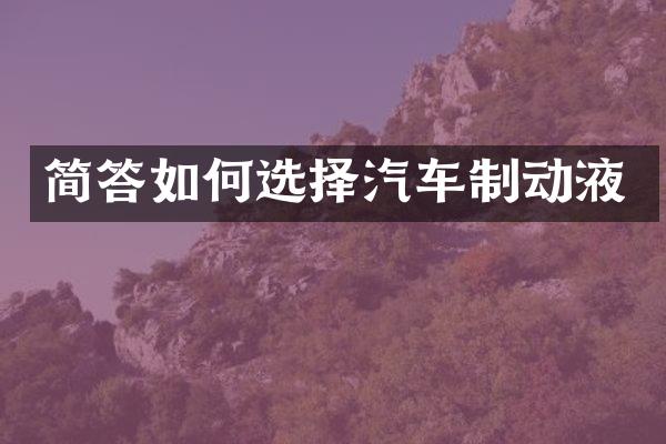 简答如何选择汽车制动液