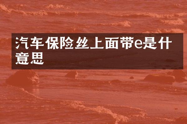 汽车保险丝上面带e是什么意思