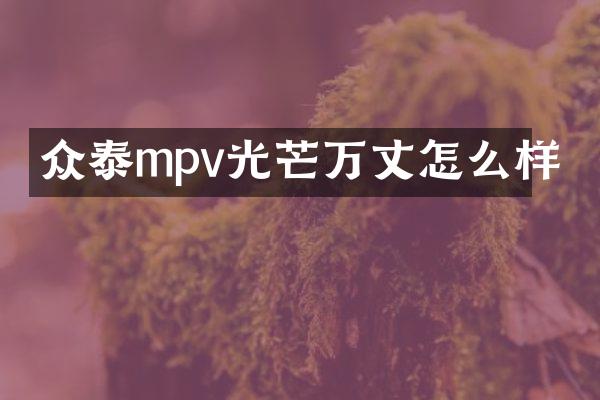 众泰mpv光芒万丈怎么样