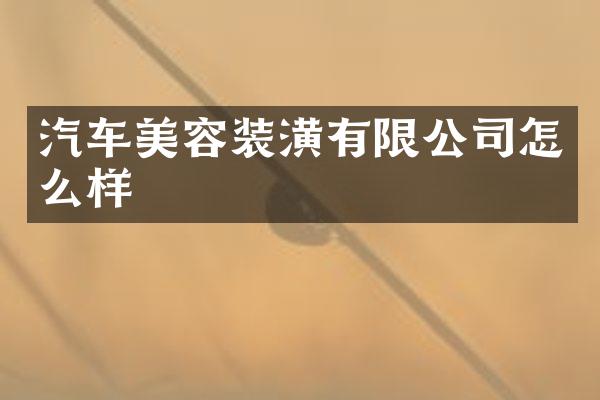 汽车美容装潢有限公司怎么样