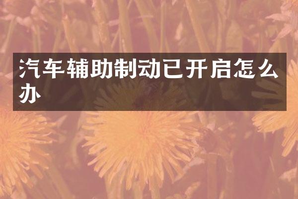 汽车辅助制动已开启怎么办