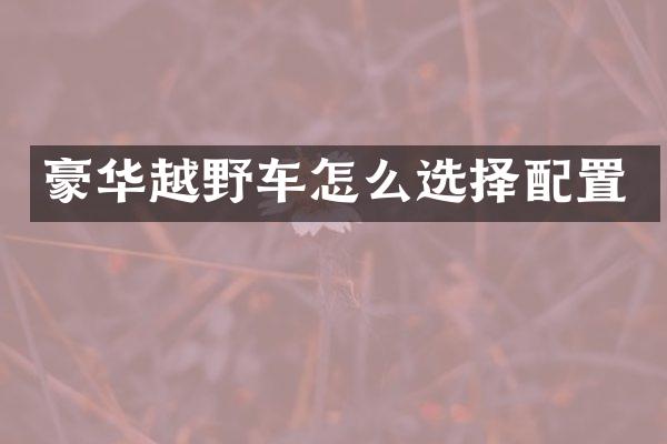 豪华越野车怎么选择配置