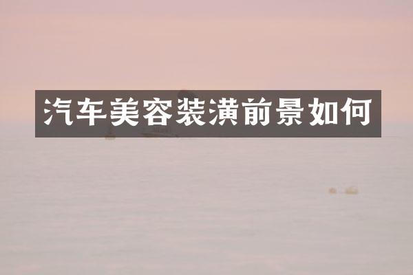 汽车美容装潢前景如何