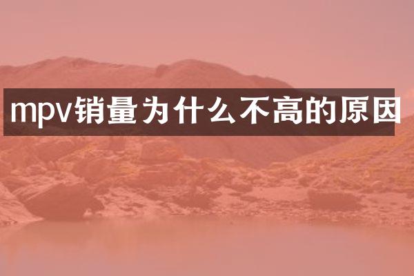 mpv销量为什么不高的原因
