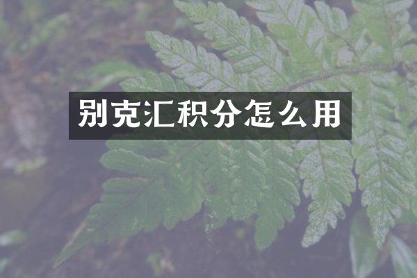 别克汇积分怎么用