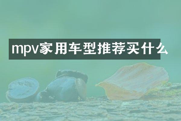 mpv家用车型推荐