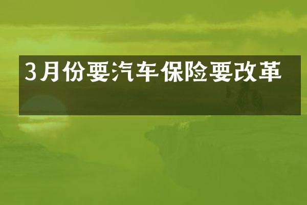 3月份要汽车保险要改革吗
