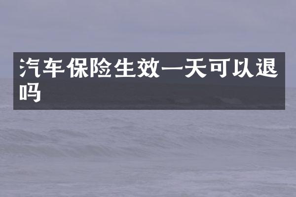 汽车保险生效一天可以退吗